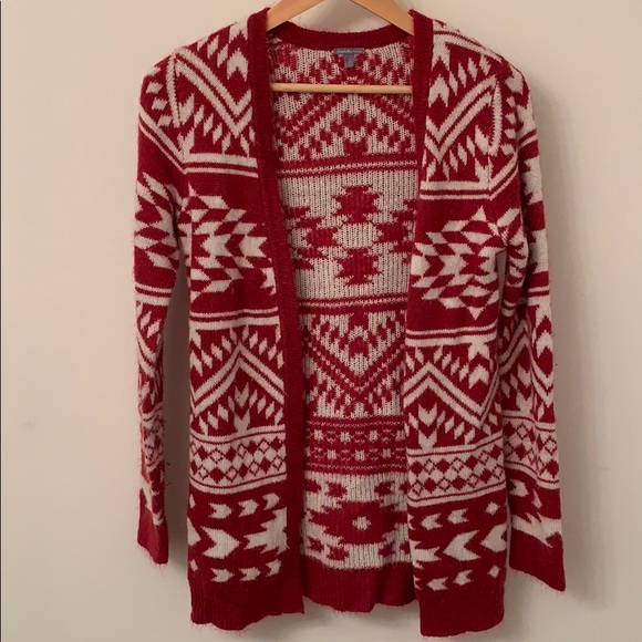 Charlotte Russe Red and White Open Front Cardigan - size Small - Picture 3 of 6